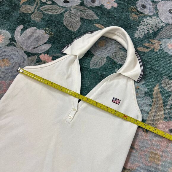 Vintage Polo Jeans Co. Ralph Lauren Top Womens White Halter Collared Crop Tennis - Picture 6 of 8